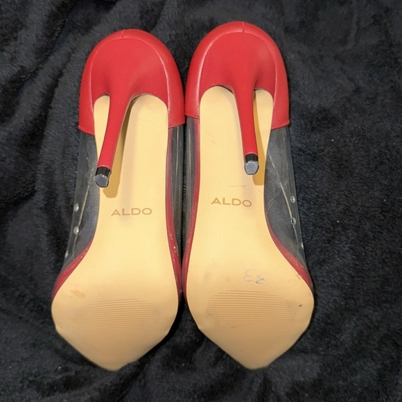 Aldo Red and Clear Sided Stiletto Style Heels Ladies Size 8 US women’s New* - Picture 6 of 9